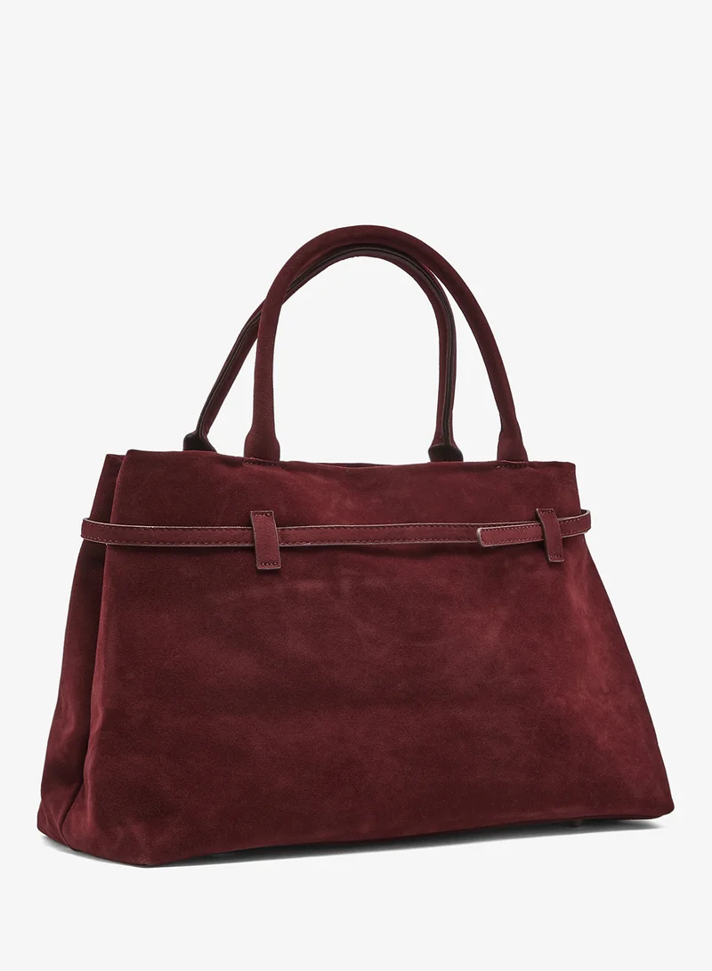 ايلا حقيبة توت من جلد السويد مع إبزيم